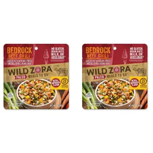 Wild Zora Paleo Freeze Dried Meals for Backpacking & Camping - Healthy Gluten Free & Grain Free Camping Meals/Backpacking Food   No Added Sugar - Great for Travel (Bedrock Beef Chili 2-pack)