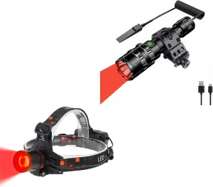 WINDFIRE Red Light Headlamp Flashlight for Hunting, Red Light Tactical Flashlight Red Head Lamp Zoomable Waterproof Red Hunting Light for Astronomy, Camping, Aviation