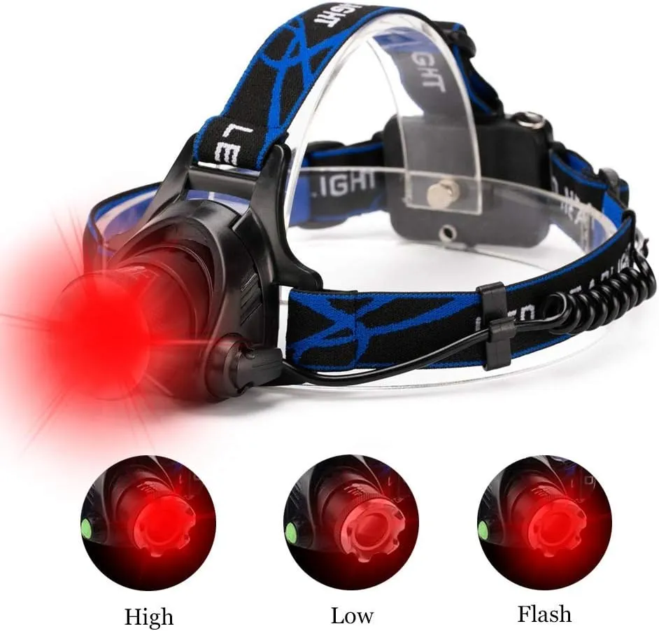 WINDFIRE Red Light Hunting Headlamp High Lumen, Super Bright LED Zoomable Head Lamp Motion Sensor, Headlight Rechargeable, Perfect for Astronomy, Aviation, Night Observation