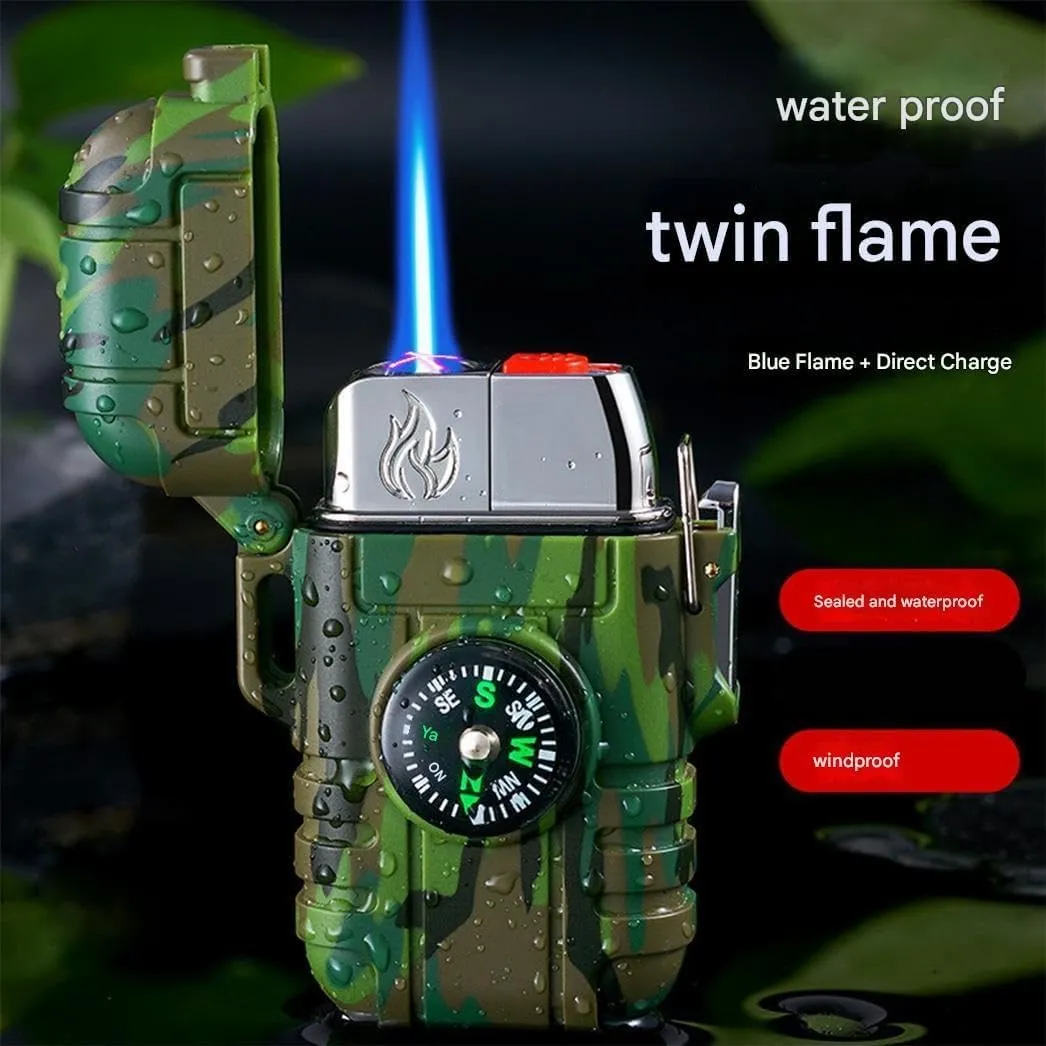 Windproof and Waterproof Adjustable Jet Flame Lighter, Torch Lighter, Refillable Butane Lighter, Lockable, Camping Lighter (Fuel Not Included)(Orange)