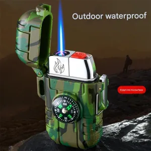Windproof and Waterproof Adjustable Jet Flame Lighter, Torch Lighter, Refillable Butane Lighter, Lockable, Camping Lighter (Fuel Not Included)(Orange)