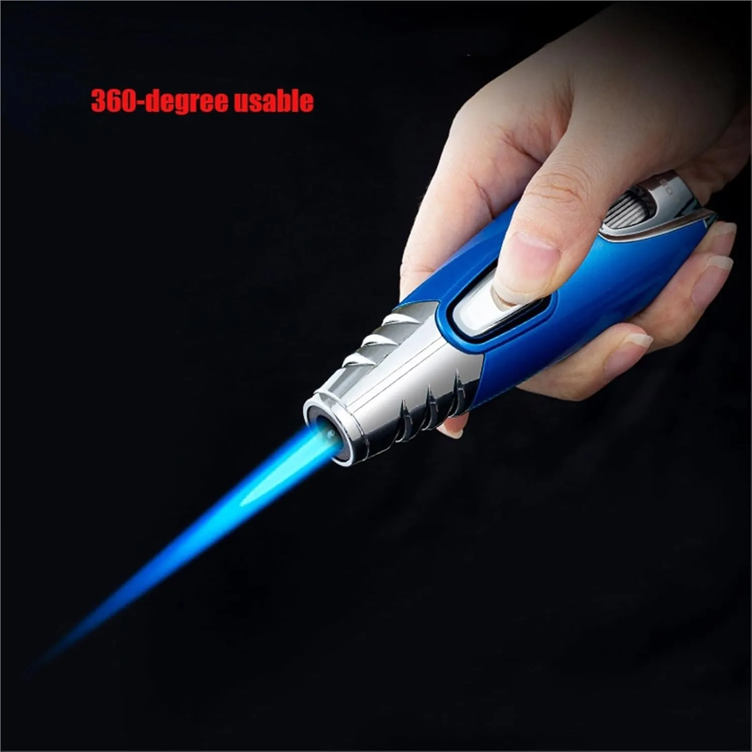 Windproof Blue Flame Butane Torch Lighter, Windproof, Kitchen Cooking Outdoor Camping Hiking Essential Men's Gift(Blue)