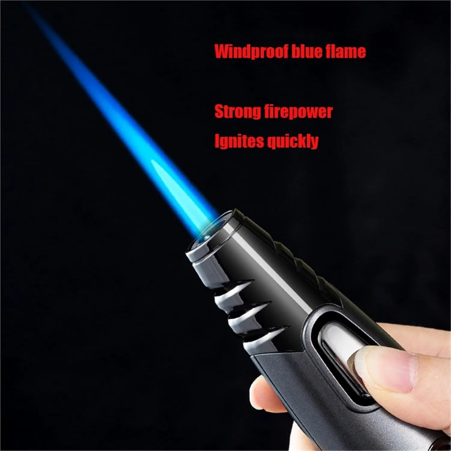 Windproof Blue Flame Butane Torch Lighter, Windproof, Kitchen Cooking Outdoor Camping Hiking Essential Men's Gift(Blue)