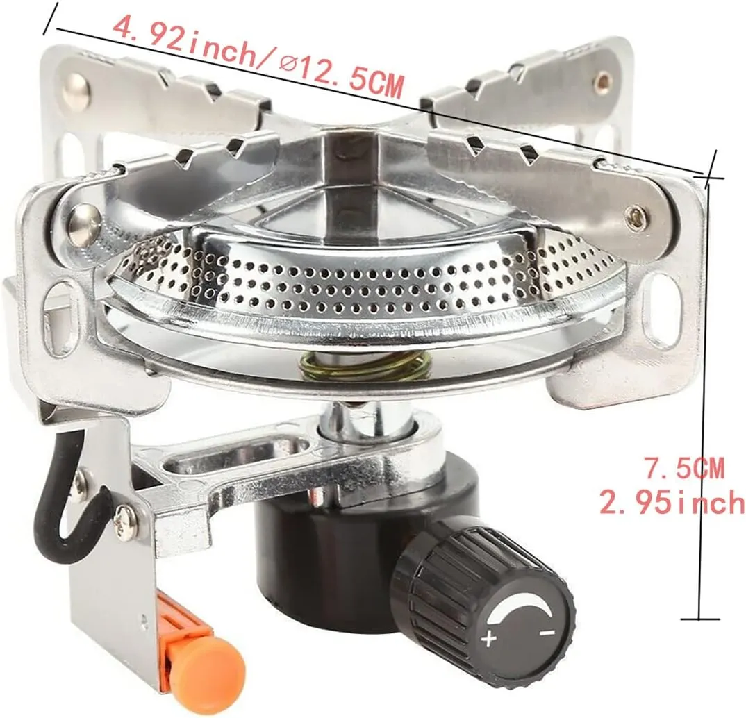 Windproof Portable Backpacking Stove Burner with Piezo Ignition,Stove Adapter,Plastic Storage Box,Lightweight,Propane Butane Stove for Indoor Outdoor Camping Hiking and Picnic M600-1