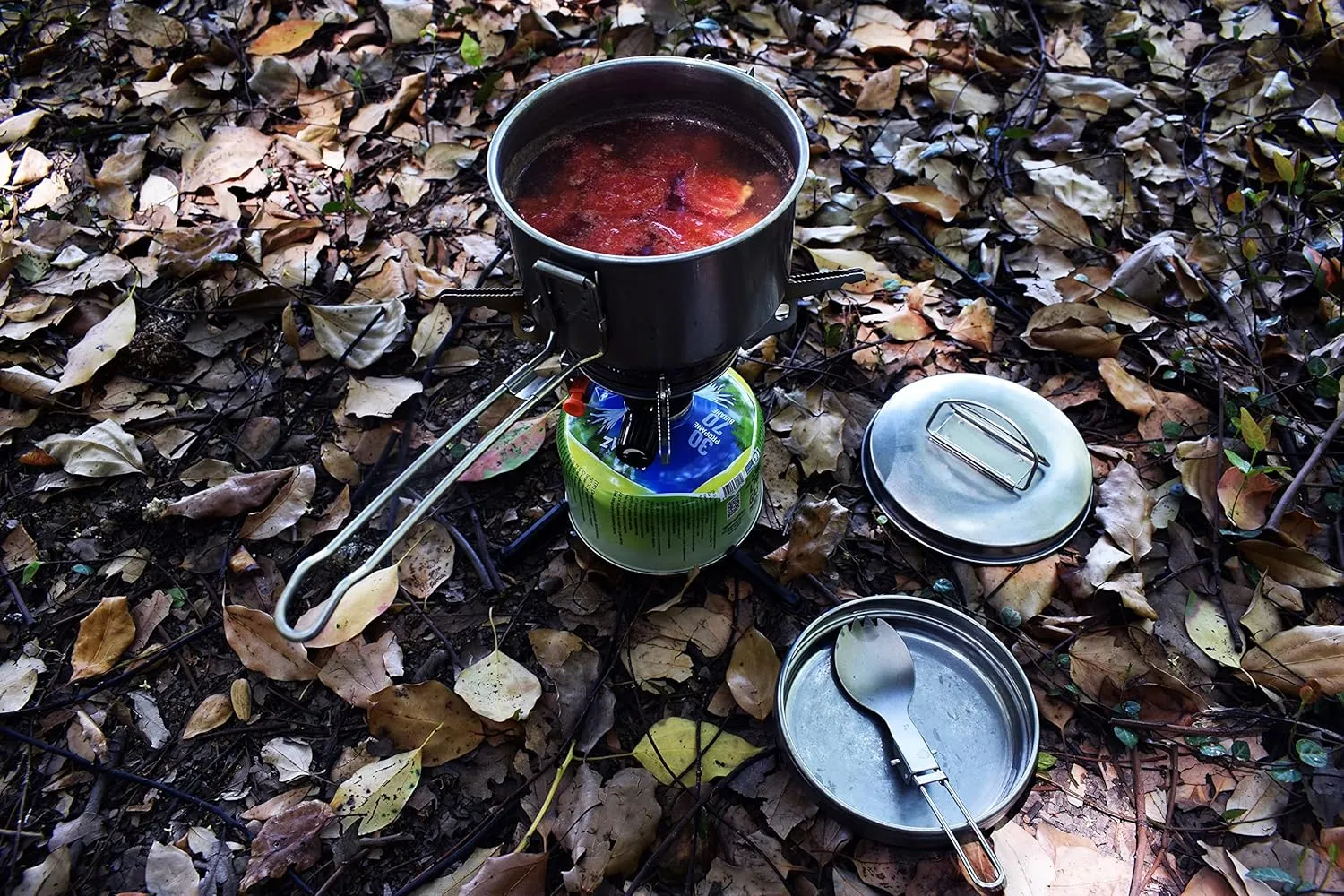 Windproof Portable Backpacking Stove Burner with Piezo Ignition,Stove Adapter,Plastic Storage Box,Lightweight,Propane Butane Stove for Indoor Outdoor Camping Hiking and Picnic M600-1