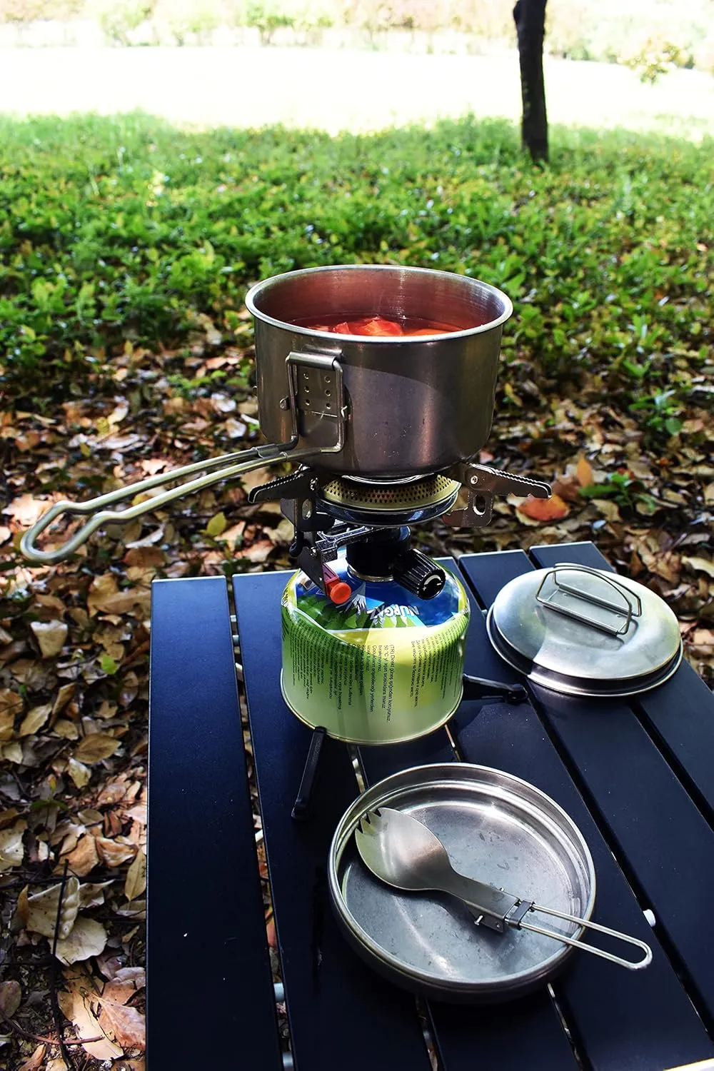 Windproof Portable Backpacking Stove Burner with Piezo Ignition,Stove Adapter,Plastic Storage Box,Lightweight,Propane Butane Stove for Indoor Outdoor Camping Hiking and Picnic M600-1