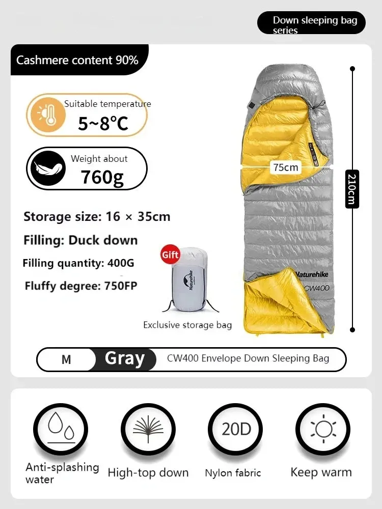 Winter 750FP Duck Down Hooded Sleeping Bag - Waterproof Ultralight Single for Camping