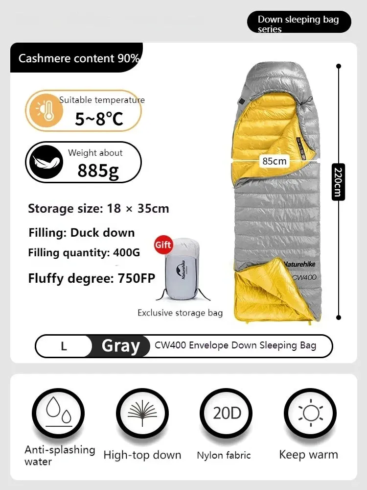Winter 750FP Duck Down Hooded Sleeping Bag - Waterproof Ultralight Single for Camping