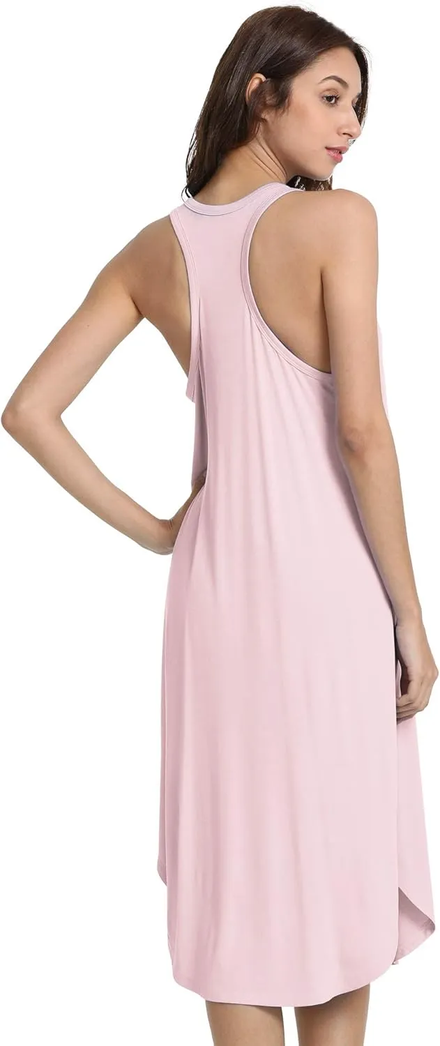 WiWi Soft Nightgowns for Women Sleeveless Racerback Nightgown Plus Size Pajamas Sleepshirts S-4X