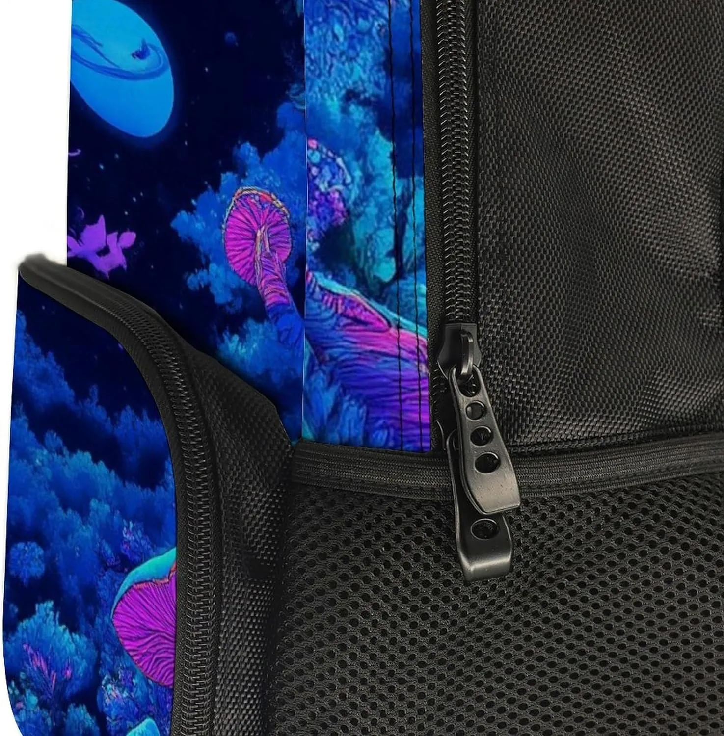 Women Men Polyester Magic Mushroom Mushrooms Scenery Casual Daypack Large Capacity Bookbag With Side Pockets for Sports Picnic Walking Cycling