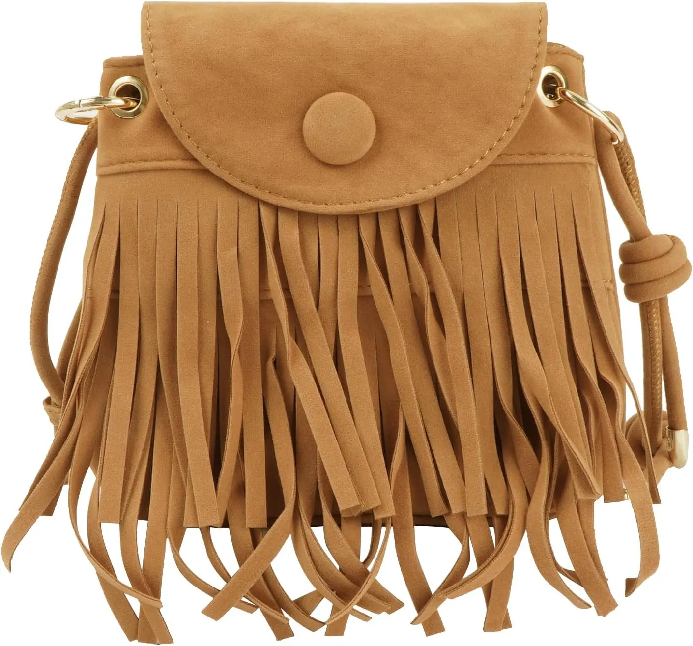 Women Mini Tassel Faux Suede Crossbody Bag Cell Phone Pouch Coin Purse Wallet
