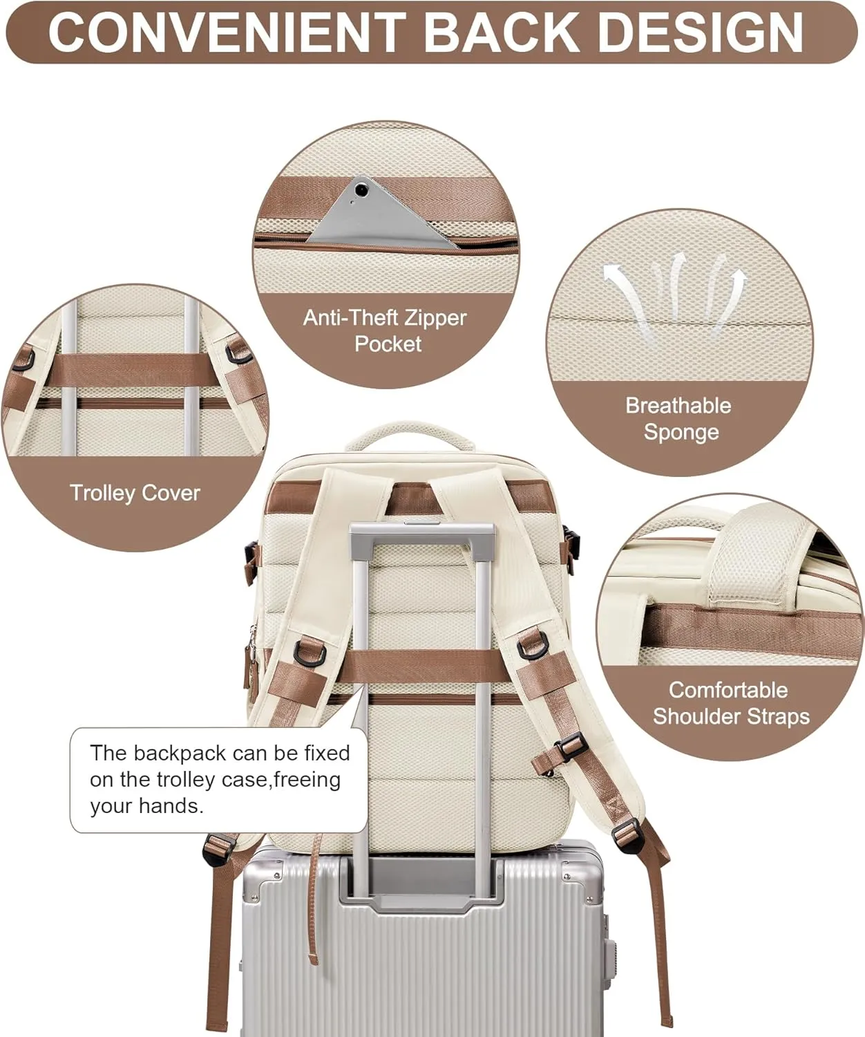 WONHOX Large Travel Backpack Carry on Flight Approved Laptop Work Business Backpack for Women Men Mochila de Viaje