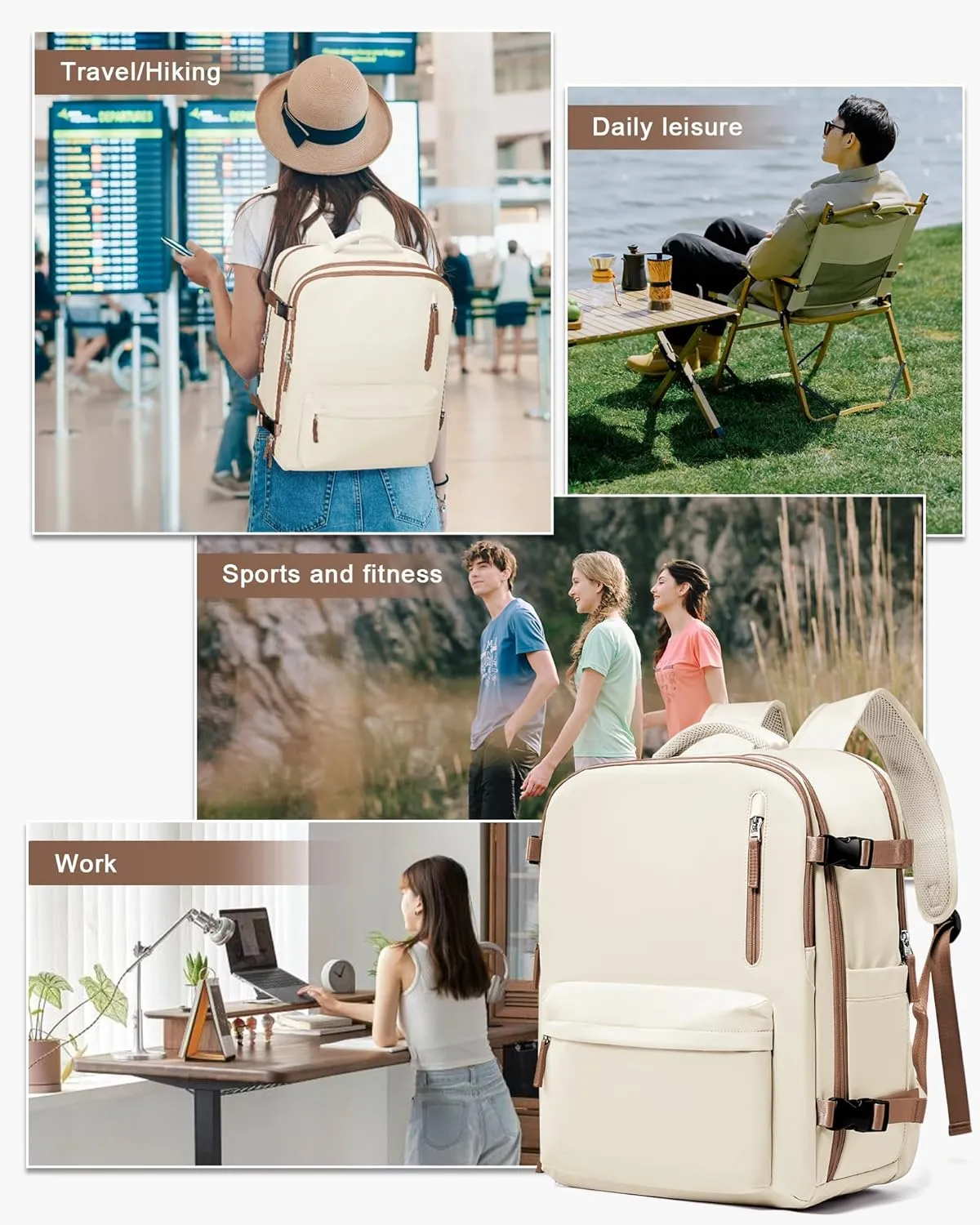 WONHOX Large Travel Backpack Carry on Flight Approved Laptop Work Business Backpack for Women Men Mochila de Viaje