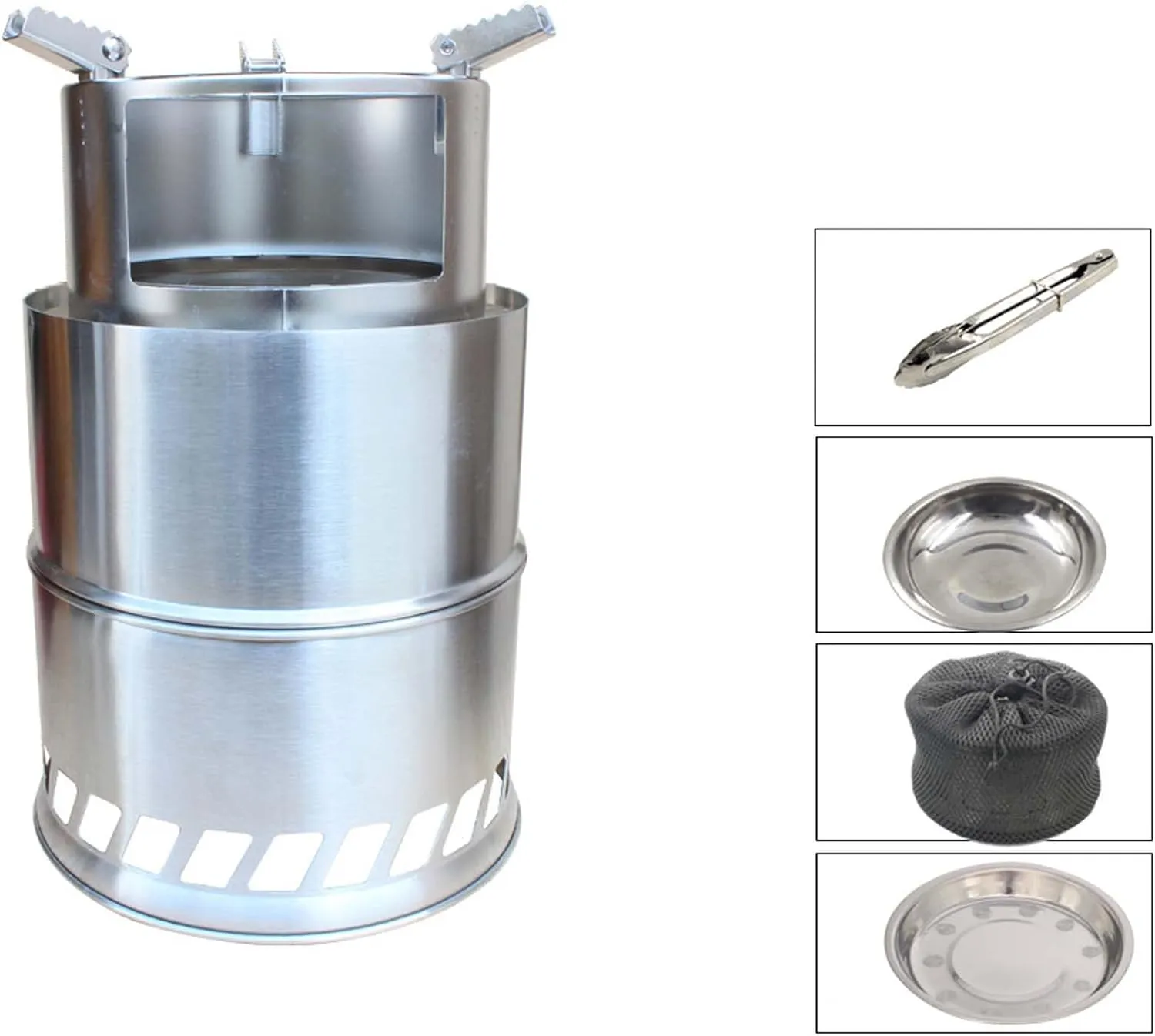 Wood Burning Stove Great Stainless Steel Portable Backpacking Stove, Foldable Backpacking Stove Sturdy and Lightweight with Carry Bag for Backpacking,Camping, Survival