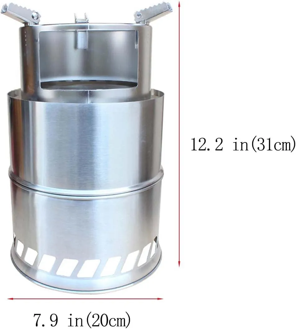 Wood Burning Stove Great Stainless Steel Portable Backpacking Stove, Foldable Backpacking Stove Sturdy and Lightweight with Carry Bag for Backpacking,Camping, Survival