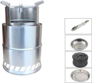 Wood Burning Stove Great Stainless Steel Portable Backpacking Stove, Foldable Backpacking Stove Sturdy and Lightweight with Carry Bag for Backpacking,Camping, Survival