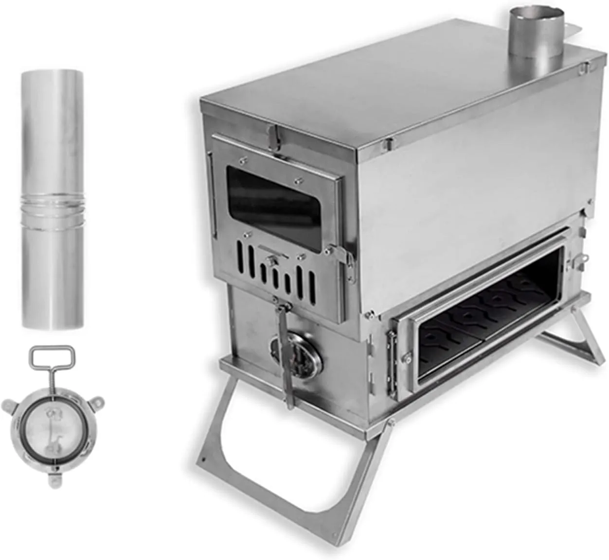 Wood Stovecamping Tent Stove, Stove with Larsides, Foldable Small Camping Chimney Pipes/Double s/Chimney Pipe