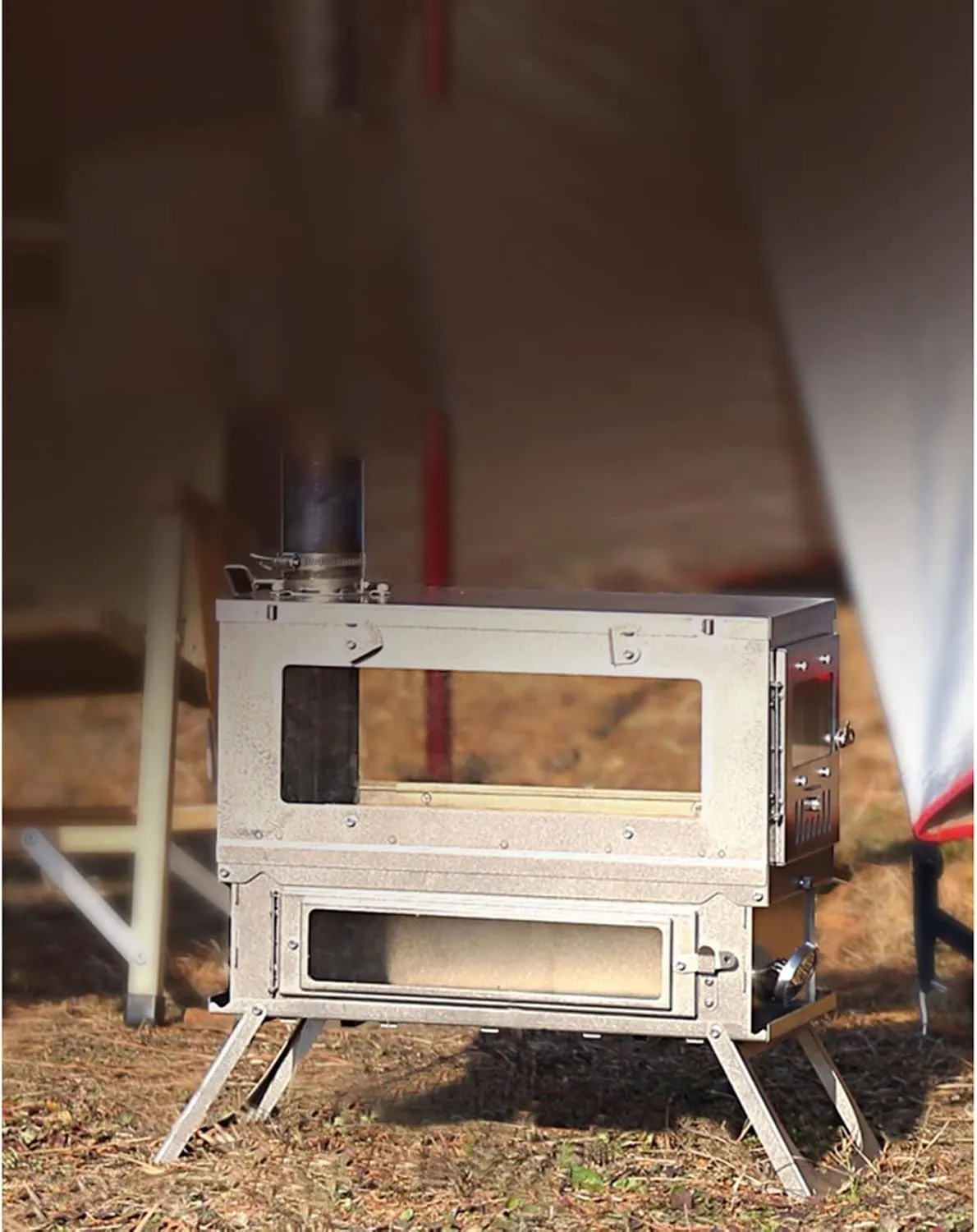 Wood Stovecamping Tent Stove, Stove with Larsides, Foldable Small Camping Chimney Pipes/Double s/Chimney Pipe