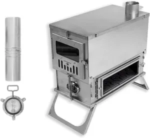 Wood Stovecamping Tent Stove, Stove with Larsides, Foldable Small Camping Chimney Pipes/Double s/Chimney Pipe