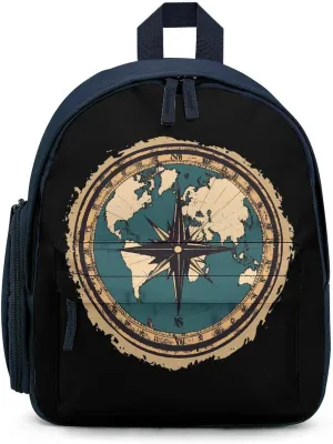 World Map Compass Sea Sailboat Mini Backpack Cute Shoulder Bag Lightweight Daypack for Travel Picnic Camping Blue-style