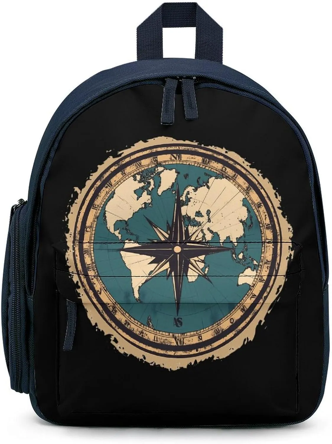 World Map Compass Sea Sailboat Mini Backpack Cute Shoulder Bag Lightweight Daypack for Travel Picnic Camping Blue-style