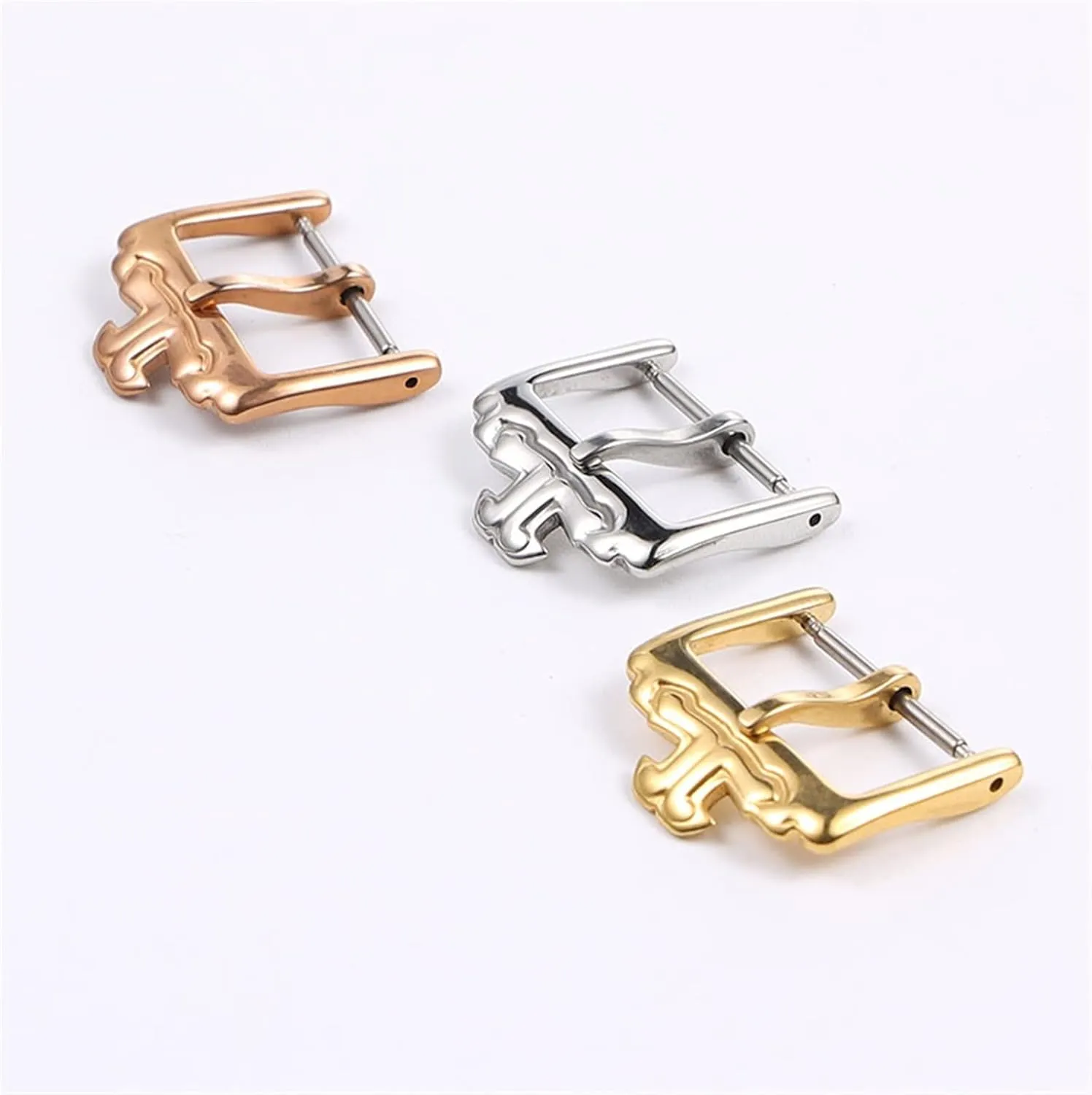Wscebck Classic 18mm Silver Gold Rosegold Pin Stainless Steel Deployment Clasp Folding Buckle for Jaeger-lecoultre Watchband (Color : Silver, Size : 18mm)