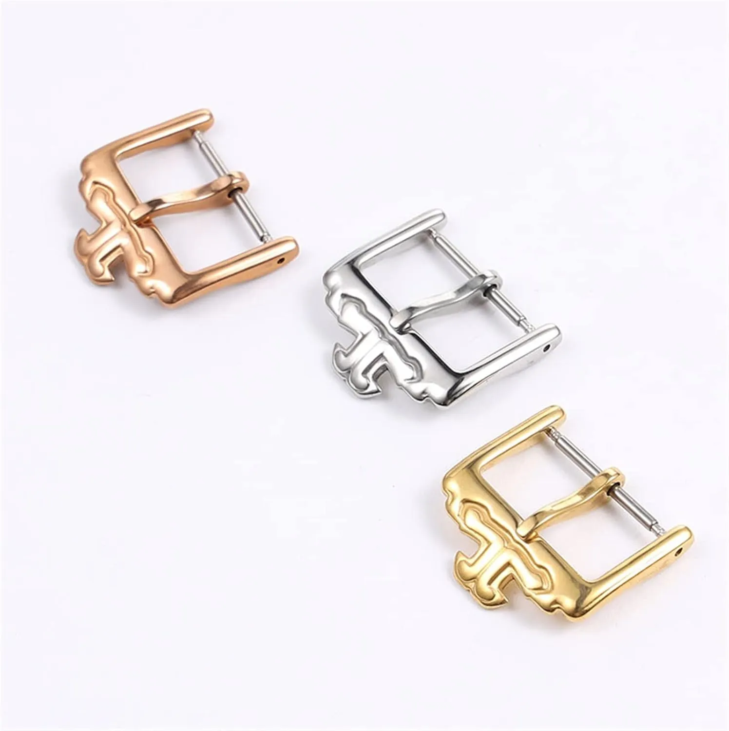 Wscebck Classic 18mm Silver Gold Rosegold Pin Stainless Steel Deployment Clasp Folding Buckle for Jaeger-lecoultre Watchband (Color : Silver, Size : 18mm)