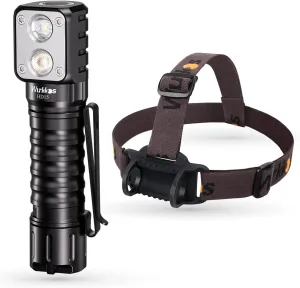 Wurkkos HD15 Headlamp 2000 Lumens LED Head Flashlight Rechargeable Headlight Right Angle Flashlight with Spotlight and Floodlight IP68 Waterproof Magnetic Tailcap (Black)