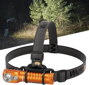 Wurkkos HD20 Rechargeable Headlamp Flashlight, Spotlight&Floodlight 90CRI 5000K Rechargeable Headlamp,2000Lumen Super Bright Headband Flashlight,IP68 Waterproof Headlamp for Camping Running(Orange)