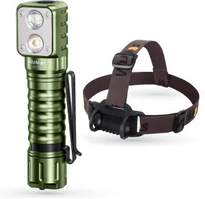 Wurkkos LED Headlamp Rechargeable,HD15 2000lm Right Angle Flashlight with 90 High CRI LH351D LED,Powerful SST20 LED Spotlight Head Light,IPX8 Waterproof for Adult Camping Hiking Running (Green)