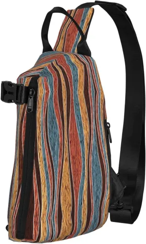Wurton Colorful Stripes Print Travel Crossbody Backpack Bag,Lightweight Sling Bag For Travel Unisex