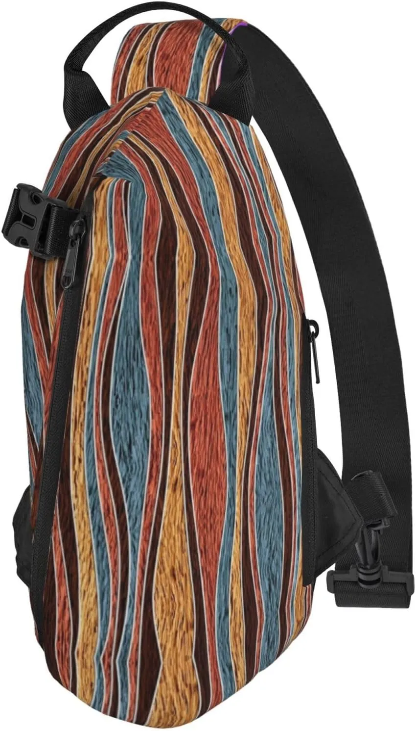 Wurton Colorful Stripes Print Travel Crossbody Backpack Bag,Lightweight Sling Bag For Travel Unisex
