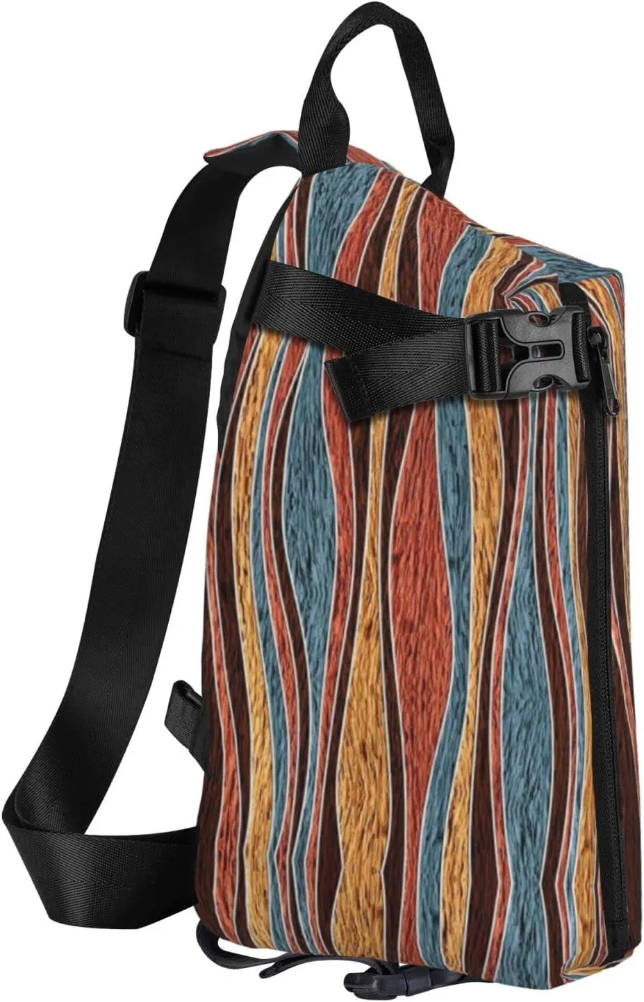 Wurton Colorful Stripes Print Travel Crossbody Backpack Bag,Lightweight Sling Bag For Travel Unisex