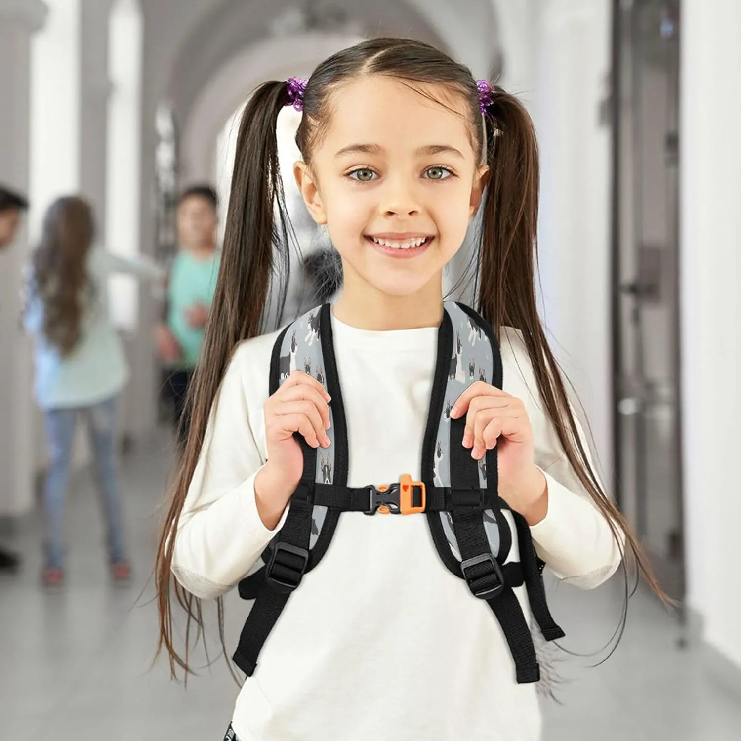 Wusikd Boston Terrier Dog Backpack for Kids Girls Boys Yoga Poses Bookbag Daypack Chest Strap School Bags for School Student S