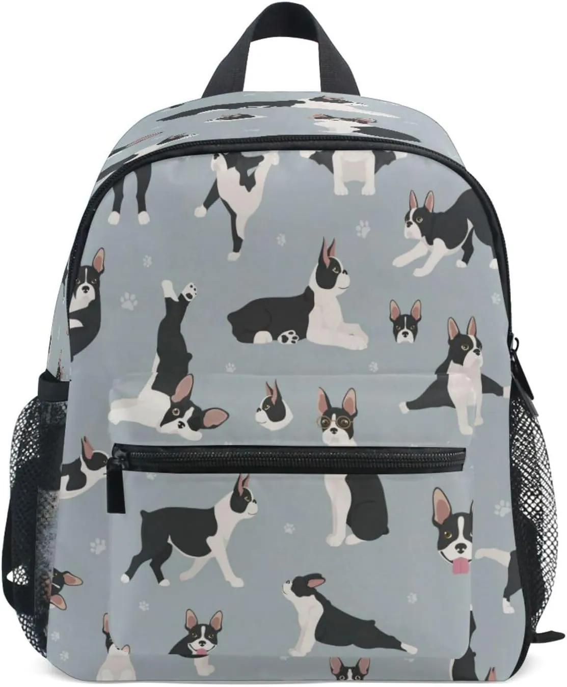 Wusikd Boston Terrier Dog Backpack for Kids Girls Boys Yoga Poses Bookbag Daypack Chest Strap School Bags for School Student S
