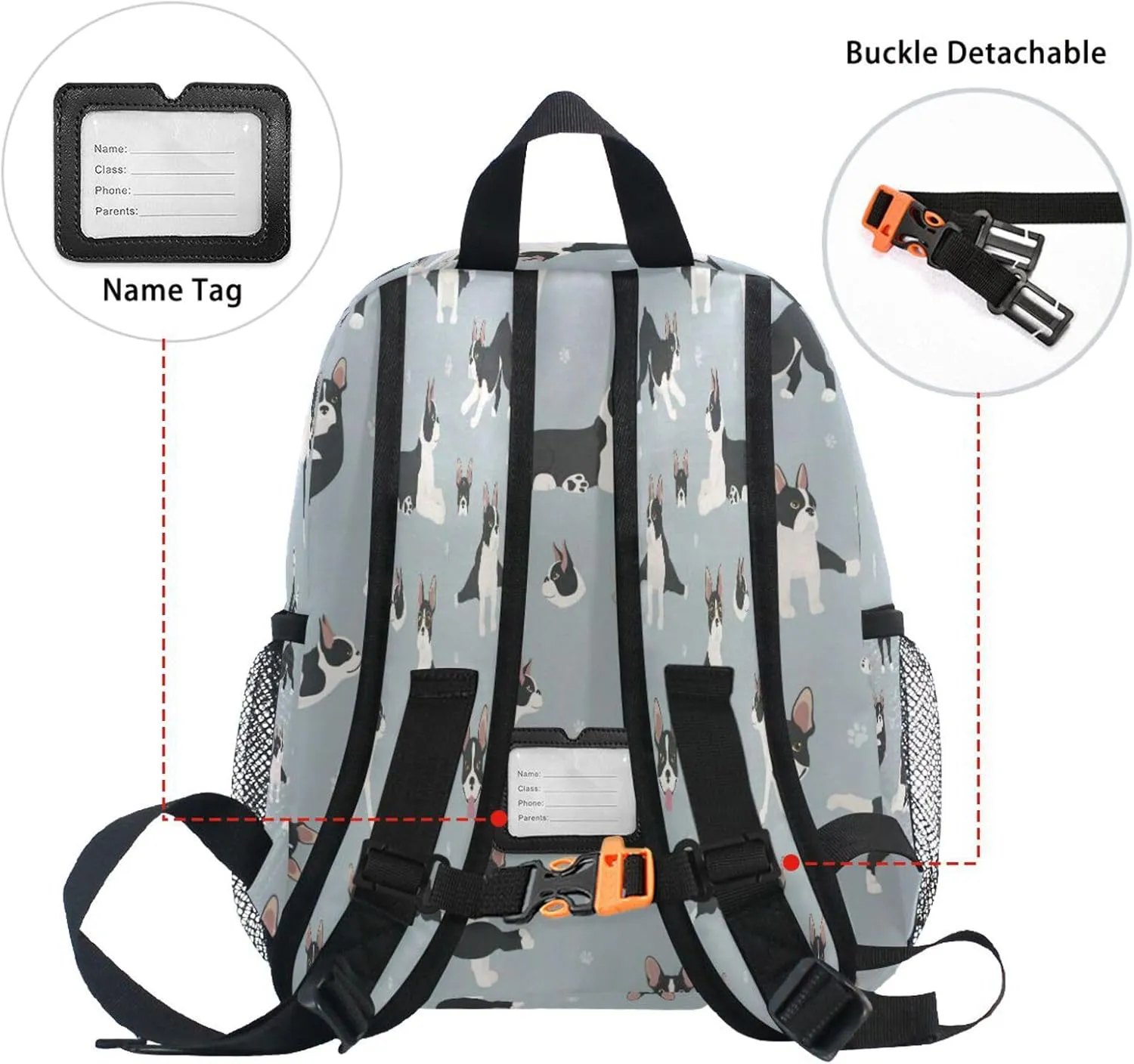 Wusikd Boston Terrier Dog Backpack for Kids Girls Boys Yoga Poses Bookbag Daypack Chest Strap School Bags for School Student S