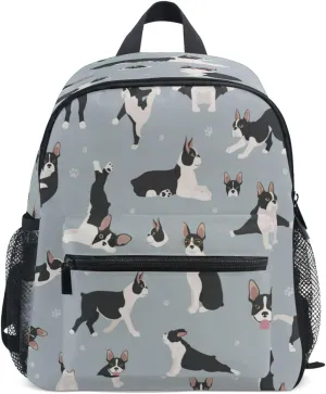 Wusikd Boston Terrier Dog Backpack for Kids Girls Boys Yoga Poses Bookbag Daypack Chest Strap School Bags for School Student S