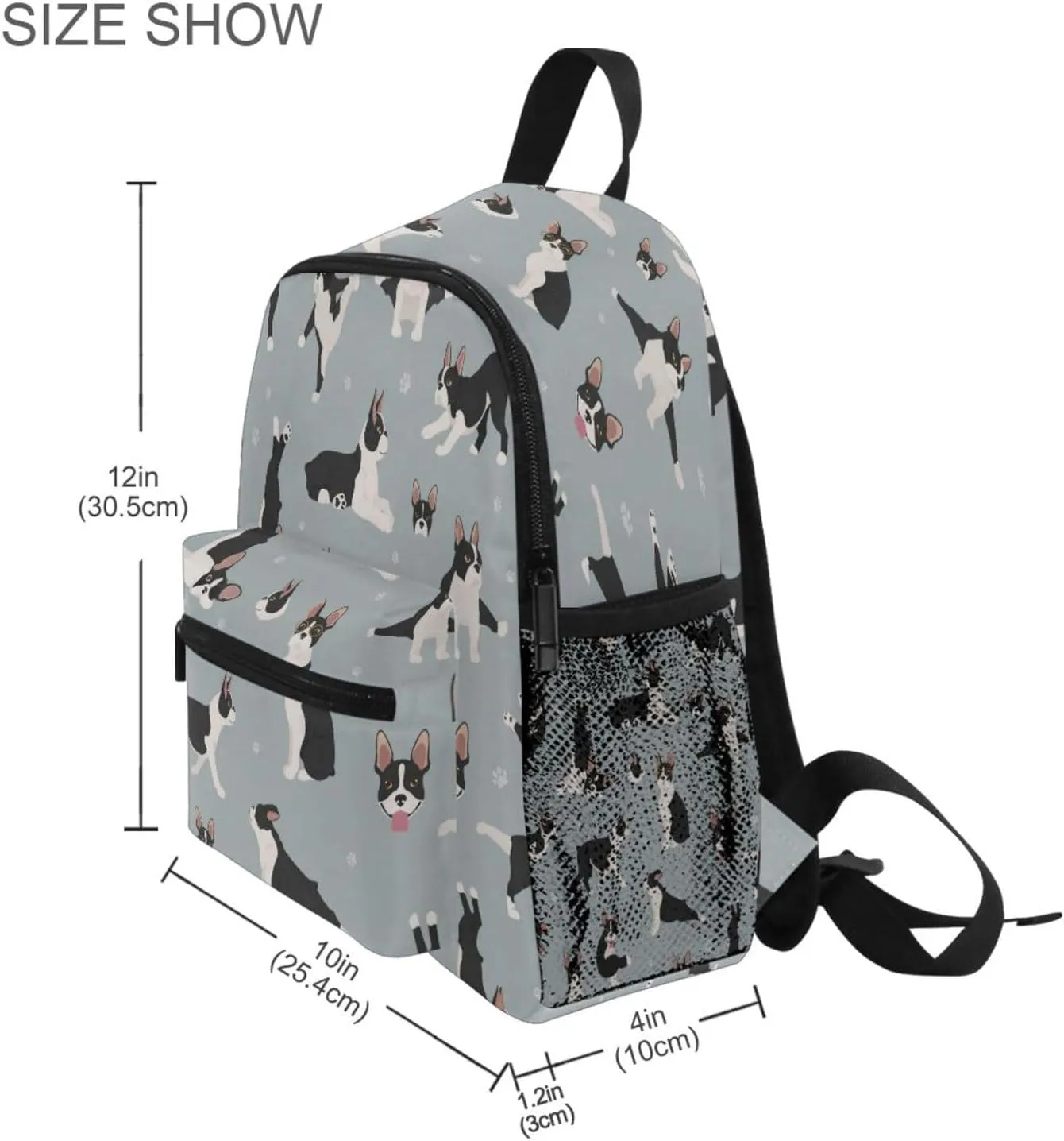 Wusikd Boston Terrier Dog Backpack for Kids Girls Boys Yoga Poses Bookbag Daypack Chest Strap School Bags for School Student S