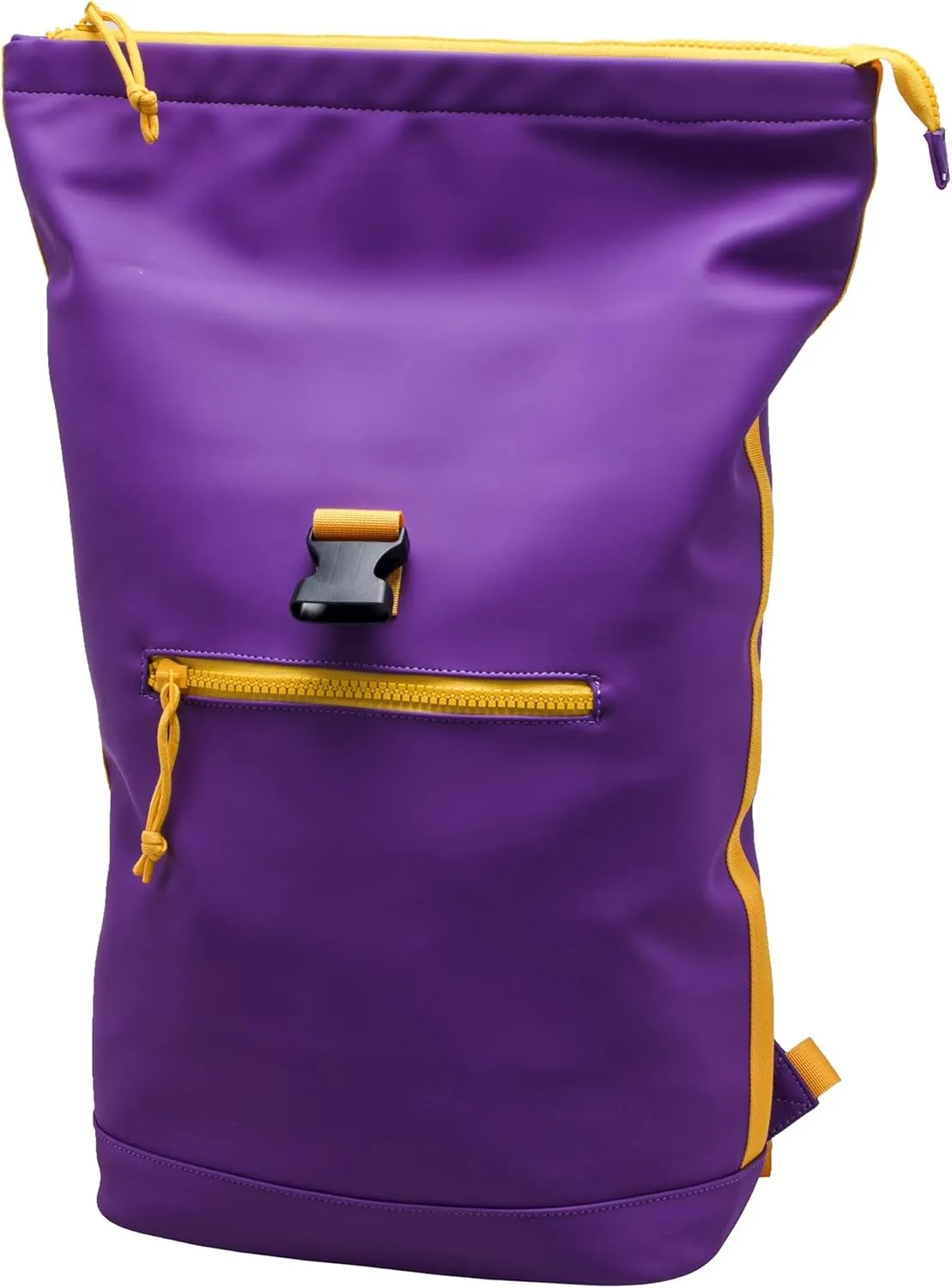 X RAY Roll Top Laptop Backpack for Men Women, PU Leather Expandable Roll Up Backpack Capacity Adjustable 22L & Fits 15.6" Laptop, Purple/Yellow