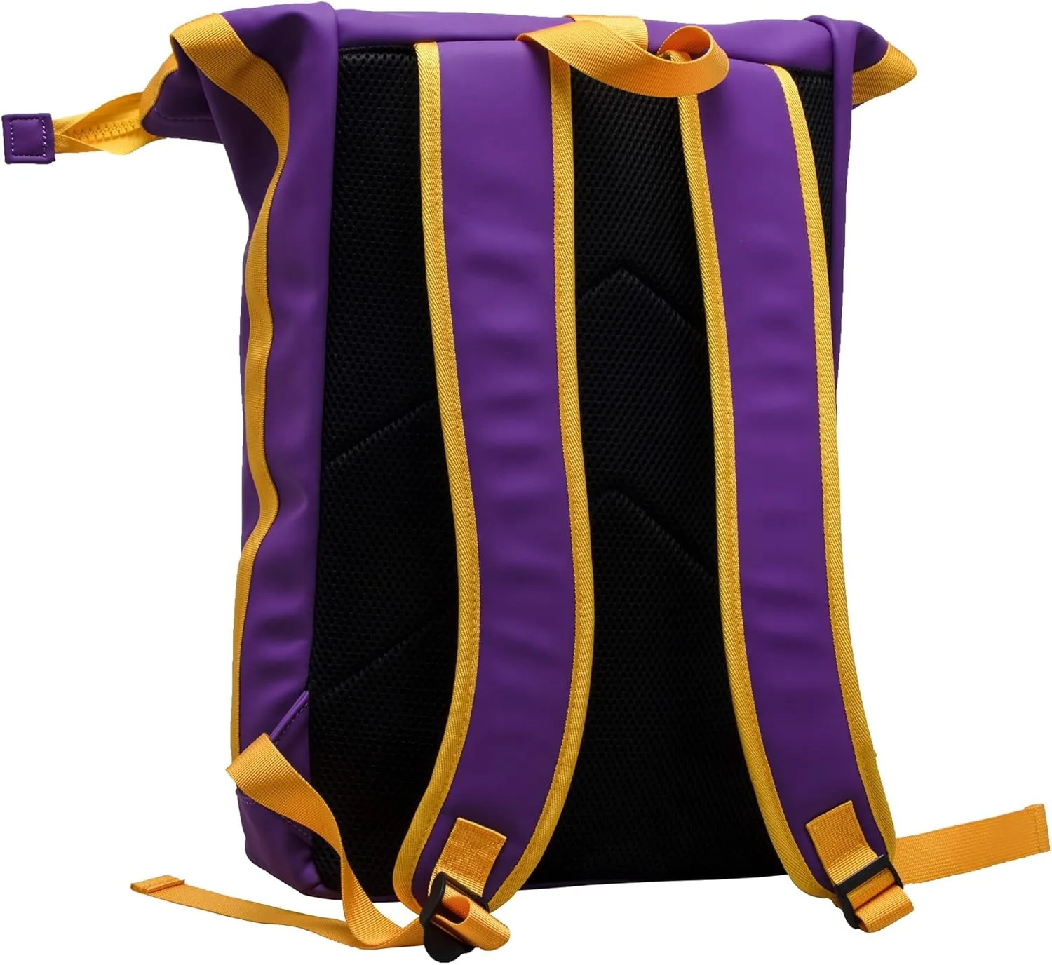 X RAY Roll Top Laptop Backpack for Men Women, PU Leather Expandable Roll Up Backpack Capacity Adjustable 22L & Fits 15.6" Laptop, Purple/Yellow