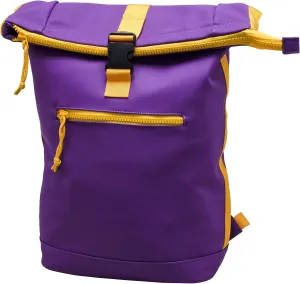 X RAY Roll Top Laptop Backpack for Men Women, PU Leather Expandable Roll Up Backpack Capacity Adjustable 22L & Fits 15.6" Laptop, Purple/Yellow