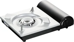 XPSSJMU Portable Gas Stove Spiral Flame 11,000 BTU 2.8kW Hurricane Stove Electronic Ignition Camping Cooking Butane Stove Backpacking Essentials,WHITE BLACK