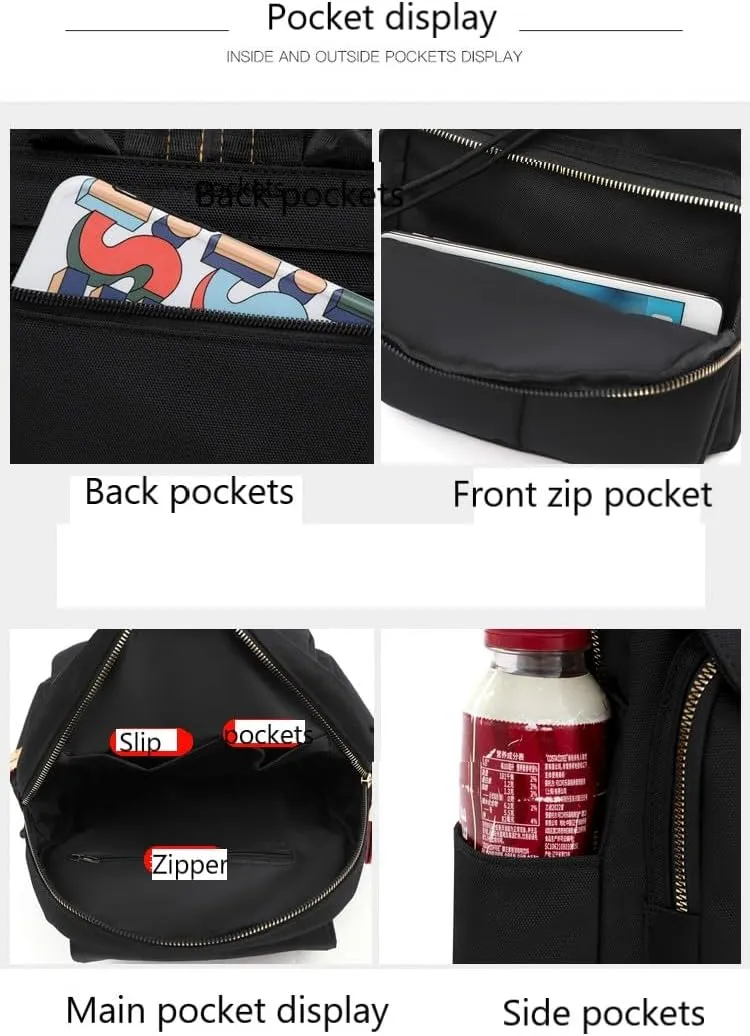 YANAER Small Backpack for Women Mini Backpack Lightweight Casual Daypack Backpack for Travel Handbag Nylon Bookbag Navy