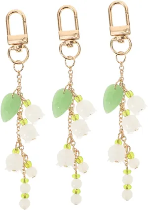 Yardwe Lily Valley Flower Keychain Key Chain Charms for Women Cute Keychain Accessories for Car Backpack Purse