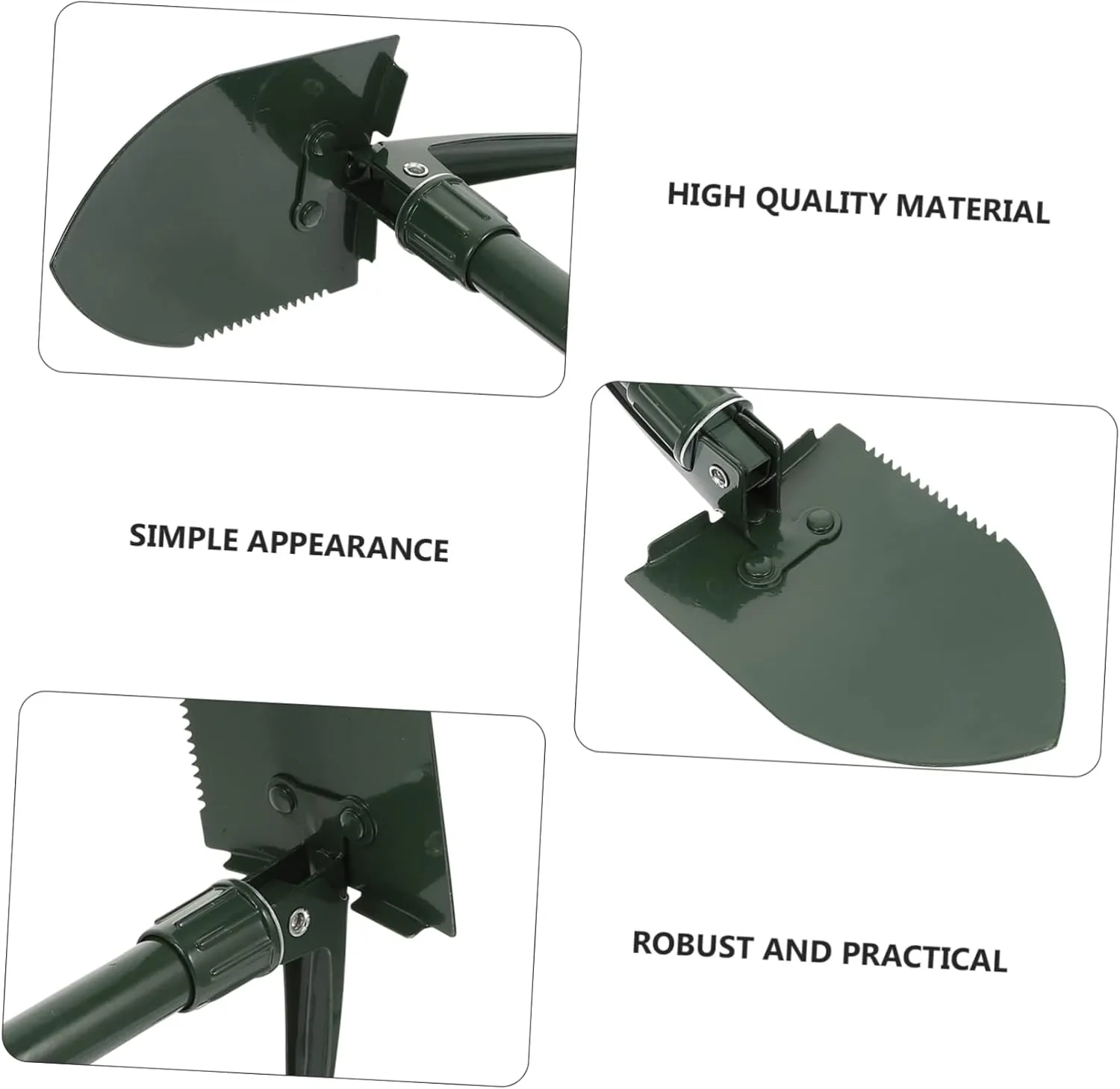 Yardwe Snow Shovel Compact Portable Folding Gardening Tool Sturdy Steel Blade