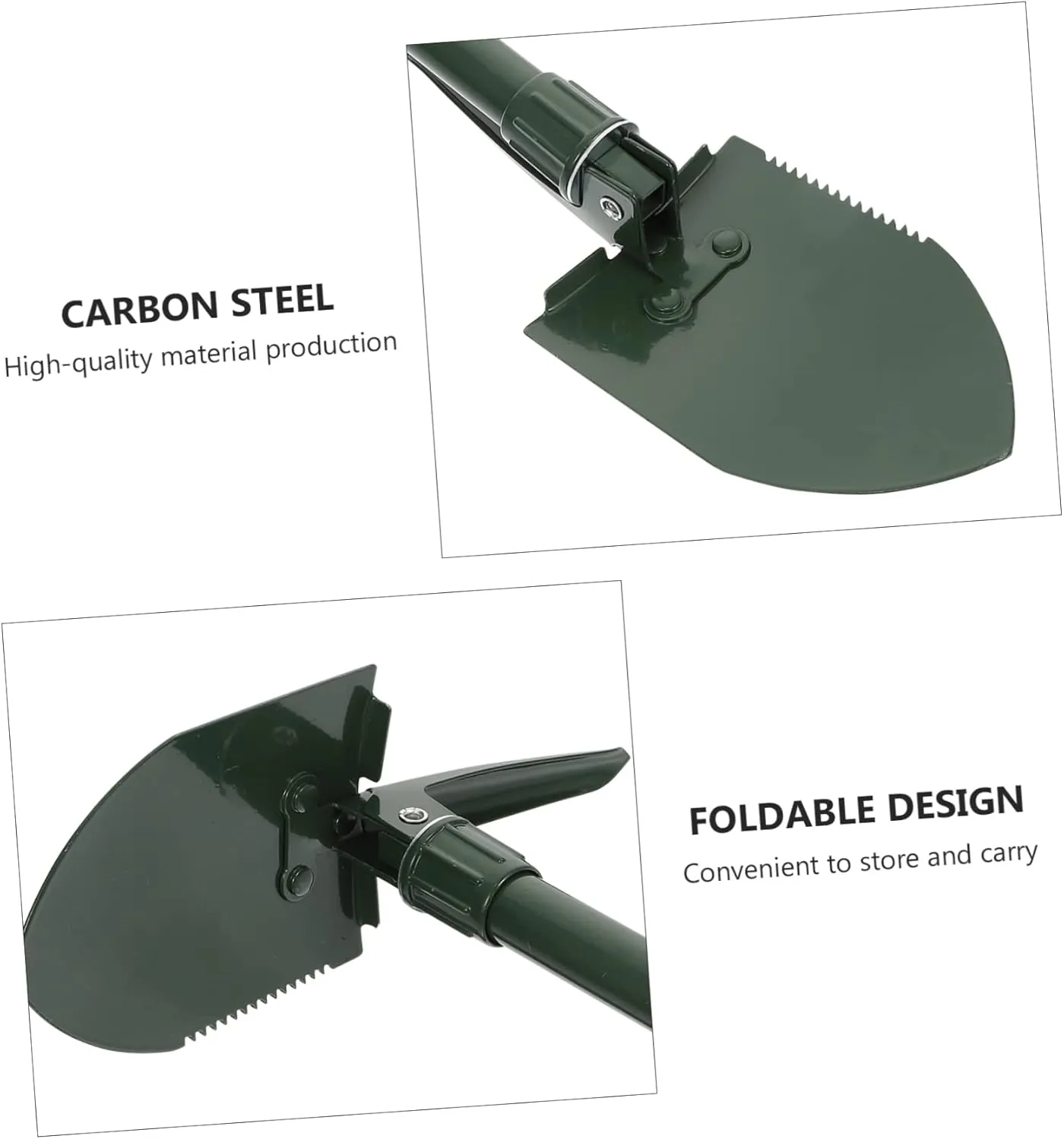 Yardwe Snow Shovel Compact Portable Folding Gardening Tool Sturdy Steel Blade