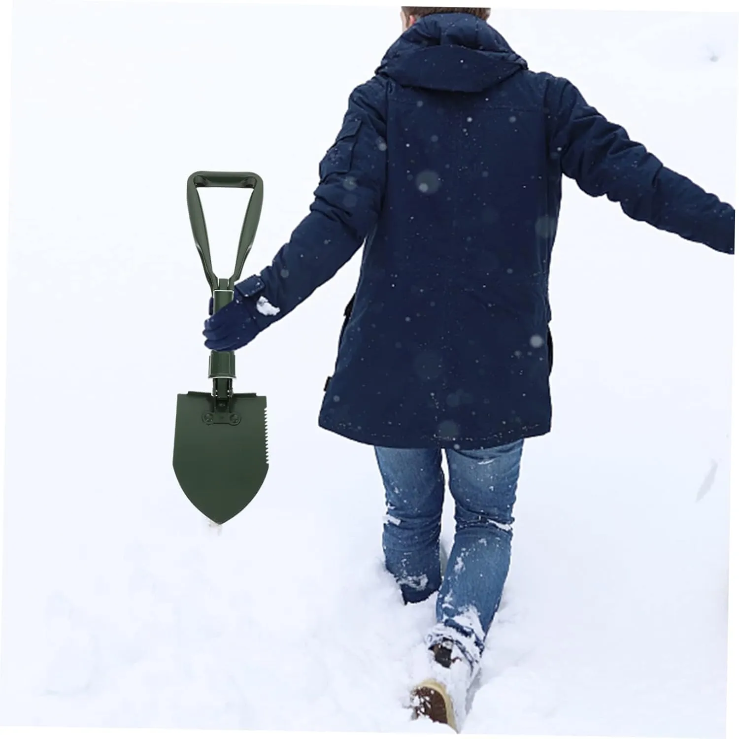 Yardwe Snow Shovel Compact Portable Folding Gardening Tool Sturdy Steel Blade