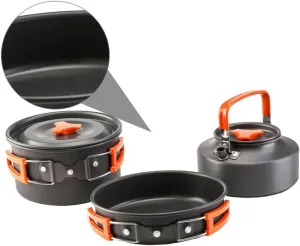 YARNOW Lightweight Aluminum Camping Pot Set Kettle for Outdoor Cooking Backpacking