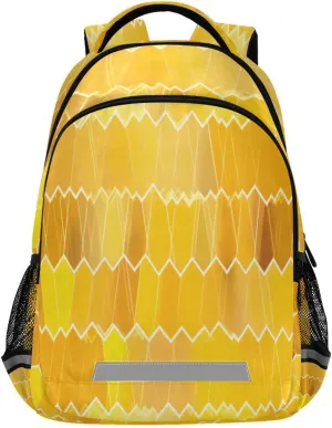 Yellow Hexagon Tile Design Waterproof Backpack - Casual Outdoor Sports Daypack with Ergonomic Shoulder Straps#848