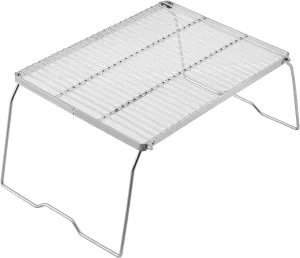 YETO Folding Campfire Grill 304 Stainless Steel Grate Heavy Duty Bushcraft Portable Camping Grill with Legs Carrying Bag for Outdoor Camping Cooking 16.3"x 12.2" x 8.6"